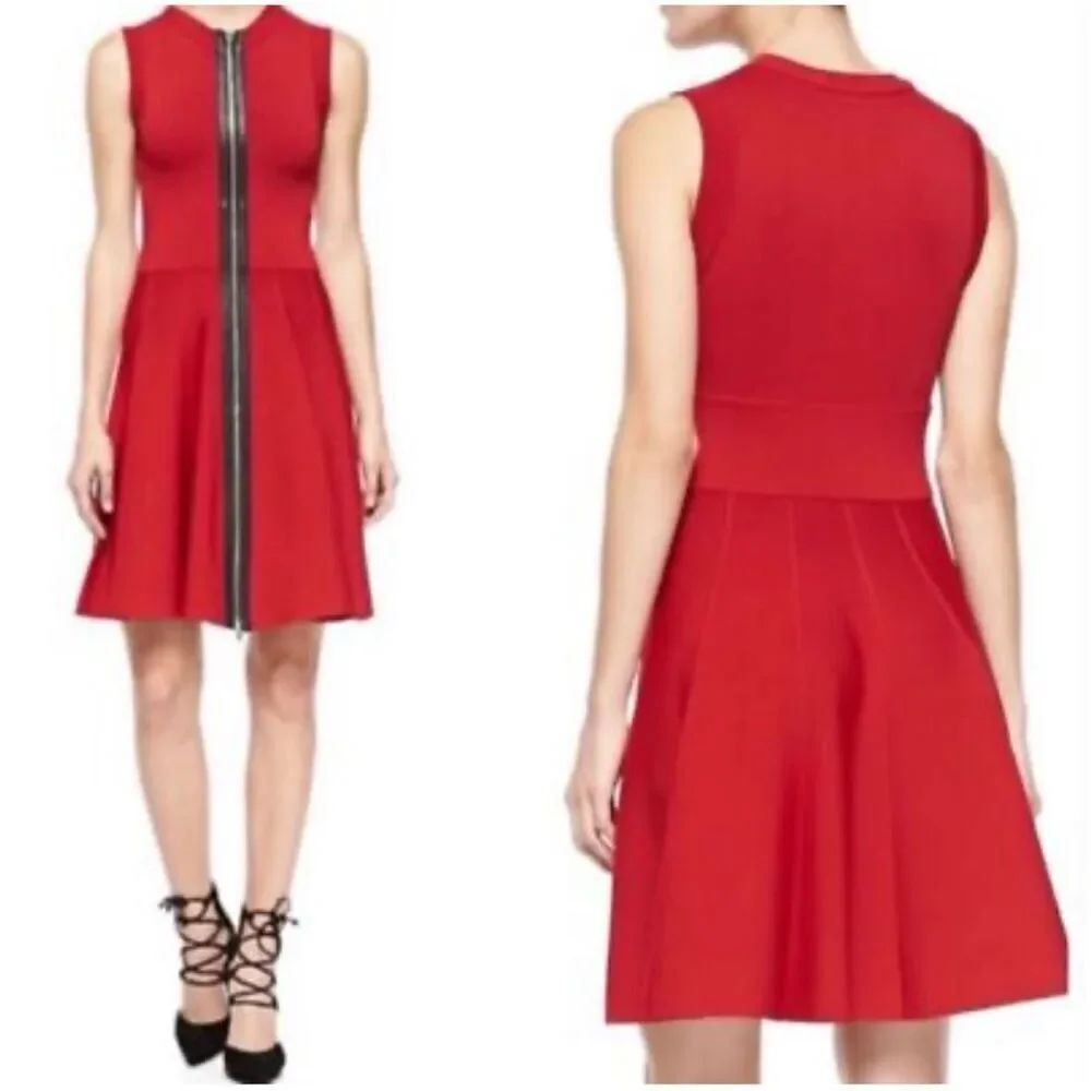 A.L.C. Dolls Red Heavy Knit Sleeveless Zipper Front Dress sz L NWOT